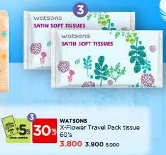 Promo Harga Watsons X-Flower Travel Pack Tissue 60 pcs - Watsons