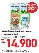 Promo Harga INDOMILK Susu UHT Cokelat, Full Cream Plain 950 ml - Carrefour