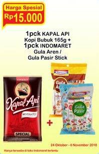 Promo Harga KAPAL API Kopi Bubuk Special + INDOMARET Gula Pasir stick  - Indomaret