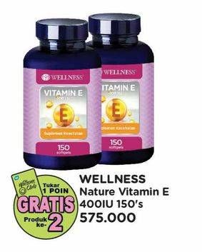 Promo Harga Wellness Natural Vitamin E-400 I.U 150 pcs - Watsons