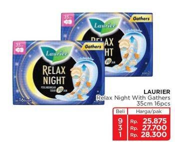 Promo Harga Laurier Relax Night Gathers 35cm 16 pcs - Lotte Grosir