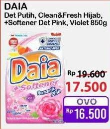 Promo Harga Daia Deterjen Bubuk Clean Fresh Hijab, Putih, + Softener Pink, + Softener Violet 850 gr - Alfamart