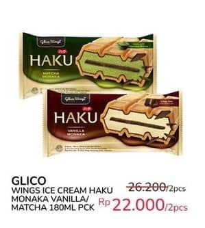 Promo Harga Glico Haku Matcha Monaka, Vanilla Monaka 180 ml - Indomaret