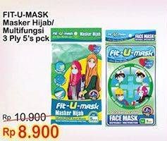 Promo Harga FIT-U-MASK Masker Earloop, Hijab Headloop 5 pcs - Indomaret