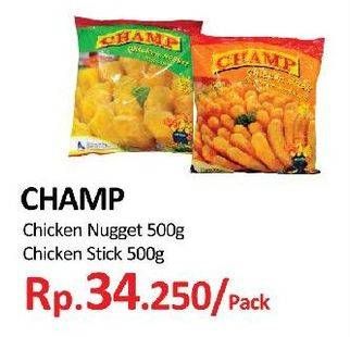 Promo Harga CHAMP Chicken Nugget 500 g/ Chicken Stick 500 g  - Yogya