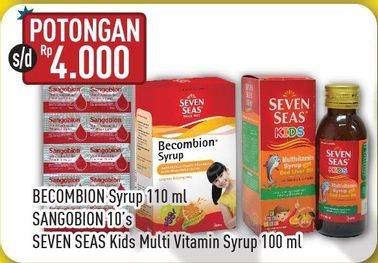 Promo Harga BECOMBION Syrup B/SANGOBION Kapsul Penambah Darah/SEVEN SEAS Kids Multivitamin Syrup  - Hypermart