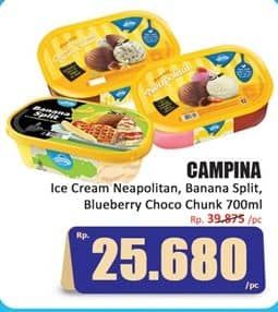 Promo Harga Campina Ice Cream Neapolitan, Banana Split, Blueberry Choco Chunk 700 ml - Hari Hari