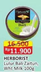Promo Harga HERBORIST Lulur Tradisional Bali Zaitun, White Milk 100 gr - Alfamart