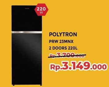 Promo Harga Polytron PRW 23MNX Kulkas 2 Pintu Belleza Jumbo 220 ltr - Yogya