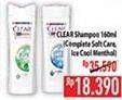 Promo Harga CLEAR Shampoo Complete Soft Care, Ice Cool Menthol 160 ml - Hypermart