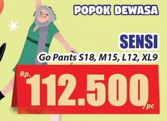Promo Harga Sensi GoPants Adult Diapers L12, M15, S18, XL9 9 pcs - Hari Hari