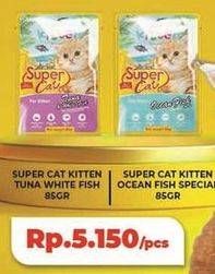 Promo Harga Super Cat Makanan Kucing KItten Tuna White Fish, Kitten Ocean Fish 85 gr - Hari Hari
