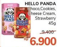 Promo Harga MEIJI HELLO PANDA Biscuit Cookies And Cream, Cheese Cream, Chocolate 45 gr - Alfamidi