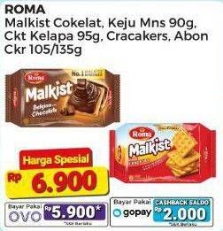 Promo Harga Roma Malkist Cokelat, Abon, Crackers, Cokelat Kelapa, Keju Manis 95 gr - Alfamart