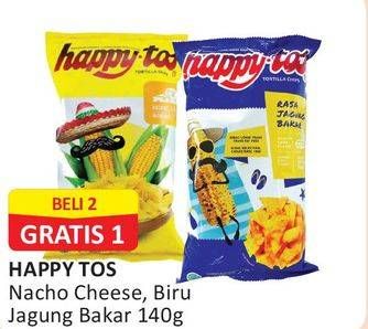 Promo Harga HAPPY TOS Tortilla Chips Nacho Cheese, Biru 140 gr - Alfamart