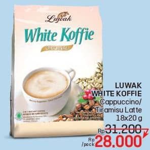 Promo Harga Luwak White Koffie per 18 sachet 20 gr - LotteMart