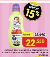 Promo Harga CUSSONS BABY Hair Lotion Candle Nut Celery, Almond Oil Honey, Avocado Pro Vit B5 100 ml - Superindo