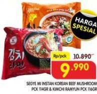 Promo Harga Segye Mie Ramyun Beef Mushroom, Kimchi 114 gr - Superindo