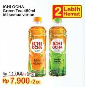 Promo Harga Ichi Ocha Minuman Teh All Variants per 2 botol 450 ml - Indomaret