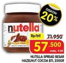 Promo Harga Nutella Jam Spread Chocolate Hazelnut 350 gr - Superindo