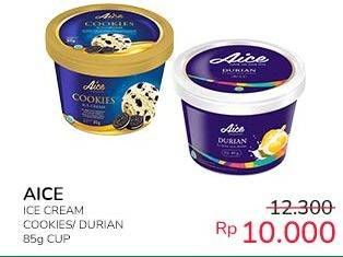Promo Harga Aice Ice Cream Durian, Choco Cookies 85 gr - Indomaret