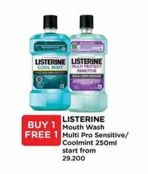 Promo Harga Listerine Mouthwash Antiseptic Multi Protect Sensitive, Cool Mint 250 ml - Watsons