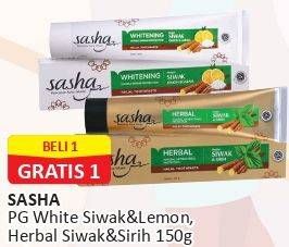 Promo Harga SASHA Toothpaste Whitening Herbal Siwak Sirih, Siwak Lemon 150 gr - Alfamart