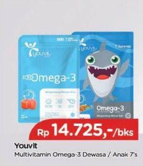 Promo Harga YOUVIT Multivitamin Gummy Omega-3 Anak, Dewasa 7 pcs - TIP TOP