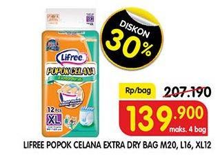 Promo Harga Lifree Popok Celana Ekstra Serap M20, XL12, L16 12 pcs - Superindo