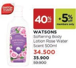 Promo Harga WATSONS Softening Body Lotion Rose 500 ml - Watsons