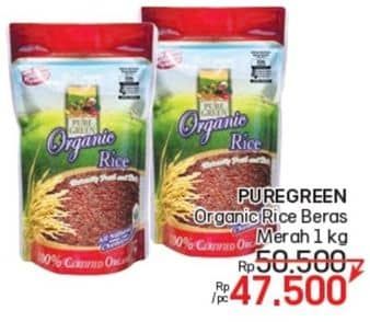 Promo Harga Pure Green Beras Organik Merah 1000 gr - LotteMart