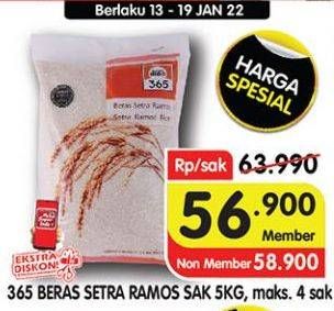 Promo Harga 365 Beras Setra Ramos 5000 gr - Superindo