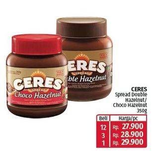 Promo Harga Ceres Choco Spread Choco Hazelnut, Double Hazelnut 350 gr - Lotte Grosir