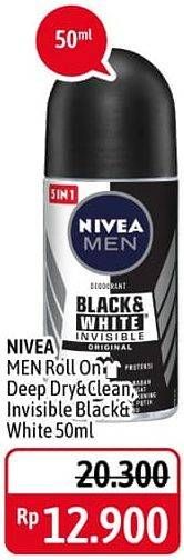 Promo Harga NIVEA MEN Deo Roll On Black White Invisible Fresh, Black White Invisible Original, Dry Impact, Deep 50 ml - Alfamidi