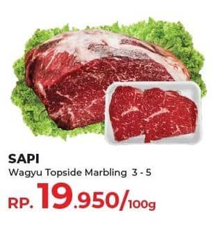 Promo Harga Beef Wagyu Top Side per 100 gr - Yogya