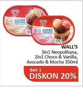 Promo Harga WALLS Ice Cream 3 in 1/Ice Cream 2 in 1  - Alfamidi
