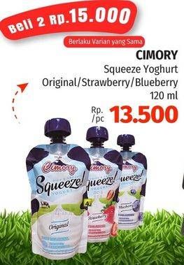 Promo Harga Cimory Squeeze Yogurt Original, Strawberry, Blueberry 120 gr - Lotte Grosir