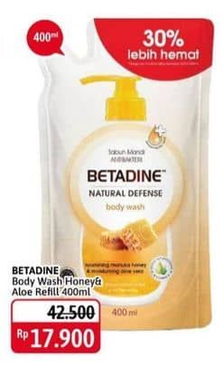 Promo Harga Betadine Natural Defense Body Wash Manuka Honey Moisturising Aloe Vera 400 ml - Alfamidi