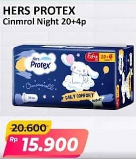 Promo Harga Hers Protex Comfort Night Wing 30cm, Wing 35cm 24 pcs - Alfamart