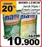 Promo Harga MAMA LEMON Cairan Pencuci Piring Jeruk Nipis, Fresh Lemon 780 ml - Giant