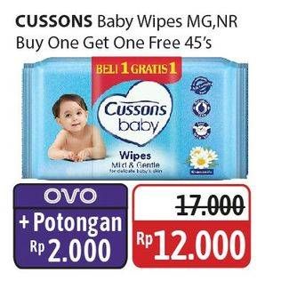 Promo Harga Cussons Baby Wipes Mild Gentle, Naturally Refreshing 50 sheet - Alfamidi