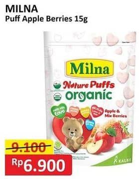 Promo Harga Milna Nature Puffs Organic Apple Mix Berries 15 gr - Alfamart