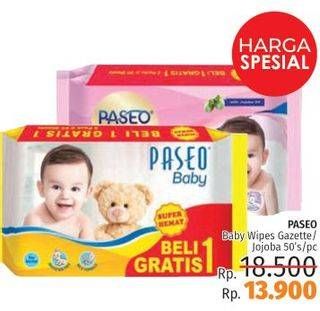 Promo Harga PASEO Baby Wipes With Chamomile Extract, With Jojoba Oil 50 sheet - LotteMart