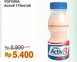 Promo Harga YOFORIA Fermented Milk Drink Activ8 170 ml - Indomaret