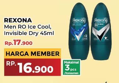 Promo Harga Rexona Men Deo Roll On Invisible Dry 45 ml - Yogya