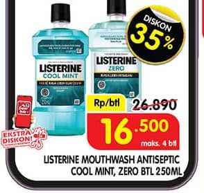 Listerine Mouthwash Antiseptic 250 ml Diskon 38%, Harga Promo Rp16.500, Harga Normal Rp26.890, Maks 4 Botol