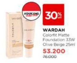 Promo Harga Wardah Colorfit Matte Foundation 33W Olive Beige  - Watsons