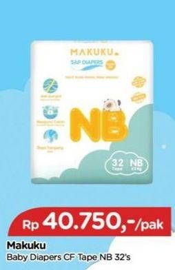 Promo Harga Makuku Comfort Fit Diapers Tape NB32 32 pcs - TIP TOP