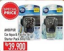 Promo Harga AMBIPUR Car Freshener Premium Clip Aqua, Pacific Air 7 ml - Hypermart