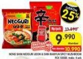 Promo Harga Nongshim Noodle Udon, Shin Ramyun Spicy Mushroom, Neoguri Udon 120 gr - Superindo